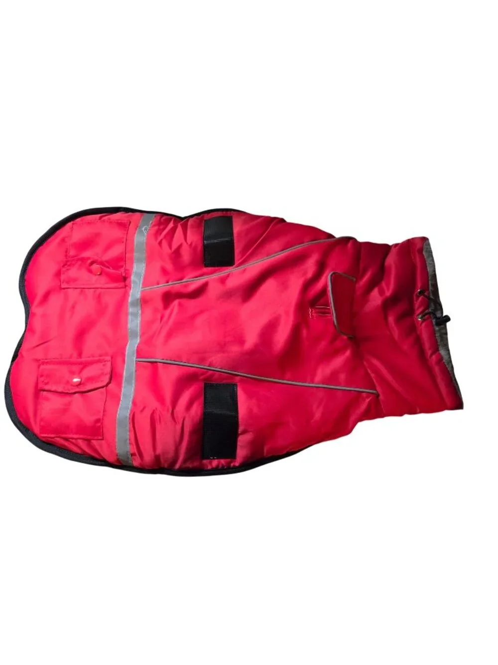 Red Dog Winter Coat With Harness - Large Size - Reflective Trim - Warm & Waterpr